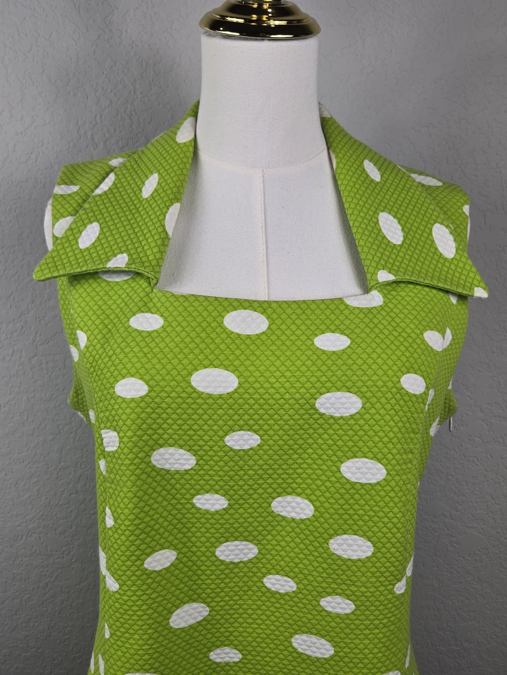 Sleeveless Lime Polka Dot Midi Dress - Picture 9 of 16